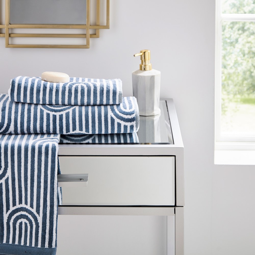 Empire Geometric Cotton Towels by Helena Springfield in Blue